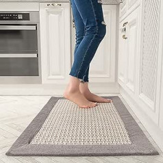 farsky Kitchen Rug Washable Non-Slip Kitchen Runner Cotton and Linen Runner Kitchen Rug Runner Hallway Grey (50 x 80 cm)