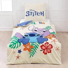 MTOnlinehandel Stitch Bed Linen Duvet Cover 135 x 200 cm 80 x 80 cm Cotton · Children's Bed Linen Teenager Bed Linen Aloha Disney Stitch & Lilo · 2-Piece