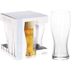 Galvog® 400ml Crystal Clear Lead Free Slim Pint Glass Set of 4