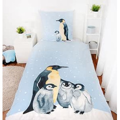 Klaus Herding GmbH Bed Linen Set with Penguin 135 x 200 cm 80 x 80 cm 100% Cotton