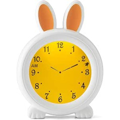 Alecto BC100BUNNY Children's Alarm Clock - Bedside Lamp Helps Children Get A Sense of Time - Night Light Stimulates Children to Stay in Bed - Adjustable Night Light - White