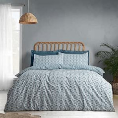 Catherine Lansfield Sardinia Mosaic Tiles Reversible Single Duvet Cover Set with Pillow Case Blue