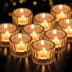 Teelichthalter, 5 cm x 3,8 cm, transparent, Tischdekoration, Teelichthalter, Retro, runder Votivkerzenhalter für Tischdekoration, Heimdekoration, Hochzeit, Geburtstag, 12 Stück