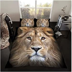 GC GAVENO CAVAILIA 3D Wildlife Premium Animal Printed Duvet Cover Set Luxury Polycotton 3D Lion Face Duvet Cover Set Double