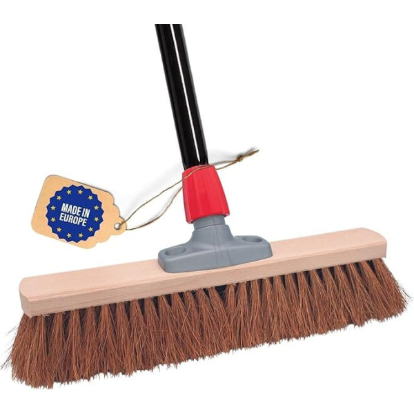Novaliv Coconut Broom 40 cm with Handle Coconut Bristles Broom Natural Bristles with Handle Ideal as Workshop Broom Indoor Broom Industrial Broom House Brush Sweeping Brush Painter's Broom Hair Broom