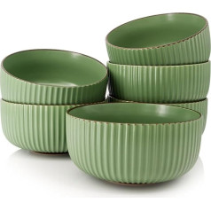 HEISE & DÜWEL I Bowls Set of 6 Emerald Green I 850 ml I Cereal Bowls Large I Bowl Set I Soup Bowls I Ramen Bowl Set I Smoothie Bowl I Soup Bowl I Stoneware Crockery Set Green