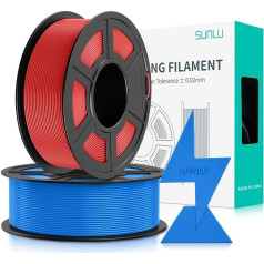 SUNLU PLA Filament Quick Printing 1.75 mm, 3D Printer PLA Filament with High Fluidity, Designed for Fast 3D Printing, Rapid HS-PLA, Dimensional Accuracy +/- 0.02 mm, 2 kg Blue + Red