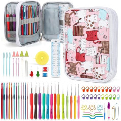 Katech Crochet Hook Set, 99-Piece Ergonomic Crochet Hook Set with DIY Knitting Accessories and Portable Bag, Crochet Set for All Patterns Wool Types