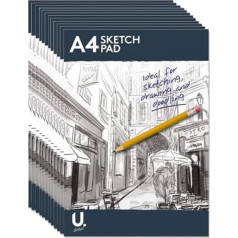 iTrend A4 Sketch Pad - Drawing Paper - Colouring Book and Art Paper - Easy to Use Doodle Pad - Creative Funny White Paper Backing - Pack of 12