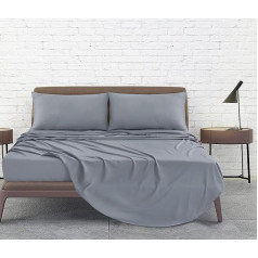 Linen Home Single Duvet Cover Set 3 Pieces Easy Care Brushed Microfiber Single Size Super Soft Wrinkle Resistant Duvet Cover and Pillowcase (Single, Grey)