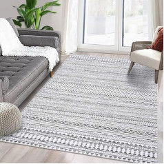 LuxFocus Modern Rug, Stains and Waterproof Lint-Free Boho Rug with Floral Pattern for Home, Office, Bedroom, Living Room, Kitchen, Washable Rug, 160 x 200 cm, Grey