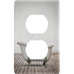 Vintage Bathtub Duplex Socket Cover Rustic Wood Wall Plate Switch Plates Size 1 Gang 7.4 x 11.7 cm for Living Room Bedroom Bathroom Home Decor