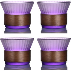 OyaYung Latte Macchiato Glasses Set, Dessert Glasses, Cappuccino Cups, Set of 4, Colourful Glasses, 220 ml, Coffee Cups, Tea Glasses with Bamboo Ring for Cappuccino, Tea, Ice Cream, Milk, Dishwasher