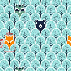 Pingianer 300 x 160 cm Fox 100% Cotton Fabric Children, Sold by the Metre, Craft, Sewing Fabric (Fox Bear Scales, 300 x 160 cm)