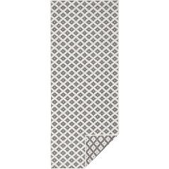 NORTHRUGS Indoor and Outdoor Rug Nizza 80 x 250 cm - Reversible Rug Weatherproof Modern Geometric Pattern Runner for Balcony Patio Garden Conservatory Living Room Rug Waterproof in Grey Cream