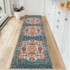 Falflor Hallway Runner 65 x 240 cm Distressed Carpet Runner Washable for Bedroom Laundry Room Kitchen Bathroom