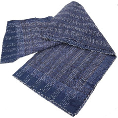 GURU SHOP Quilt, Steppdecke, Tagesdecke Bettüberwurf, Besticktes Tuch, Indischer Bettüberwurf, Tagesdecke - Muster 34, Blau, Baumwolle, 225x265x0,2 cm, Steppdecken & Quilts
