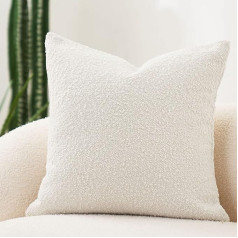 DOMVITUS Luxury Decorative Cushion Cover 18x18 Textured Square Sofa Couch Cushion Cover for Living Room Woven Accent Cushion Cover 1 Piece Ivory