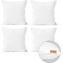 Encasa Homes Throw Cushion Covers (without Insert) 45 x 45 cm - Set of 4 White Sublimation Blank with Invisible Zip, Polyester Twill for DIY, Printing & Painting