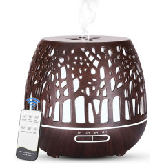 Simpeak Aroma Diffuser 400 ml, LED Ultrasonic Fragrance Diffuser with Remote Control, Essential Oil Aromatherapy Diffuser, Portable, Compatible for Home, Yoga, Office, Spa, Bedroom, Carved Forest