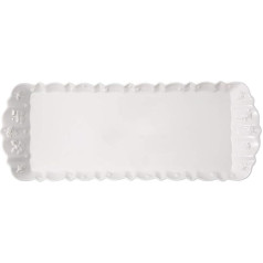 Villeroy & Boch Toy'S Delight Royal Classic King Cake Plate, Rectangular Serving Plate with Relief Pattern, Premium Porcelain, 40 x 16 cm, White, Christmas, Christmas Tableware