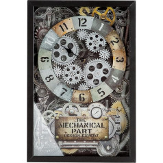Casablanca Modern Wall Clock Gears - Metal and Glass - 27.5 x 40.5 cm - for 4 x AA Batteries (Not Included)