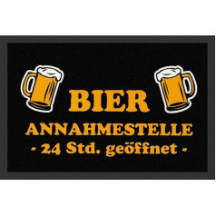 Comical Doormat with German Text 'Bier Annahmestelle' [German Language Meaning 'Beer Drop-Off Point'