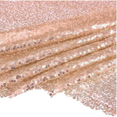 sourcing map Champagne Sequin Fabric, 4 Meters Length, 1.6 Metres Wide Velvet Fabric, Mesh Fabric, Full Shiny Sequin Fabric, Sewing for Crafts, Clothing, Decoration