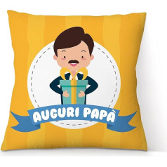 Kissen Gelb Happy Papa, Kissen 40 x 40 cm – Geschenkidee Muttertag, Geburtstagsgeschenk – mit Füllung