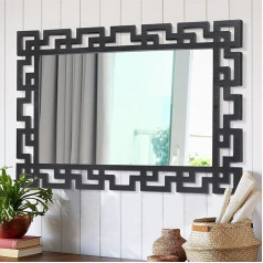 AAZZKANG Black Mirror Wall Decor 65x45cm Large Mirror Wooden Frame Rectangle Mirror for Bedroom Living Room Bathroom Hallway