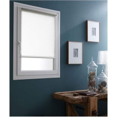 MADECOSTORE Easy Screen Roller Blind Plain Fabric Linen W 120 x H 185 cm - With or without Drilling