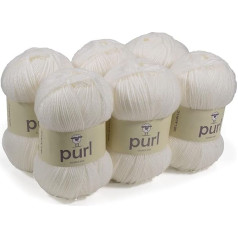 Purl 100 g Premium Acrylic Yarn 101 White, Pack of 6