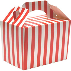 30 x Partyboxen für Kinder/Kinder, gestreift, für Essen, Spaß, Picknick, Geburtstag, Hochzeit, Gastgeschenk, Babyparty, Partybox (rot)
