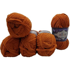 Yunteks 5 x 100 g Alize Velluto Knitting Wool, Baby Wool, 500 g Wool, Super Soft (Terracotta 06)