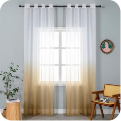 GIRASOLE HOME Pair of Voile Curtains Semi-Transparent Tinted White Maggic for Living Room Bedroom Kitchen Indoor 2 Panels with Eyelets 140 x 275 cm