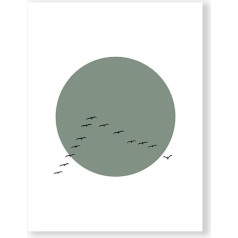 MILUKA Decorative Art Print for Framing as Wall Picture | Birds Relaxing Nordic Style | Birds at Sunset | Follow Your Dreams (50 x 70 cm)