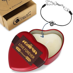 ArtGosse Candle Set with Jewellery Decorated with Swarovski® Crystals - Monoi Scented Candle Made of Plant Wax, Heart Shape Metal Candle Container - Bracelet Elegance Black