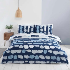 Rapport Home Truro Reversible Microfibre Duvet Cover Set for Double Bed Blue