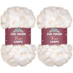 JubileeYarn Fun Finger Fur Loops Yarn - Polyester Jumbo Weight Loop Yarn - 200g/ball - White - 2 skeins