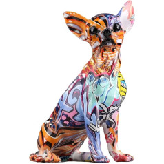 Chihuahua Resin Dog Statue - Home Decor, Colorful Chihuahua Dog Statue, Colorful Graffiti Chihuahua Dog Art Statue - Perfect for Filling Rooms and Adding Color to Interiors