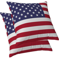 ggaimwf American Flag Cushion Cover, USA Flag Cushion for Independence Day, Linen Square Cushion Covers, Home Decorative Cushion Cover, Chair, Bedroom, Living Room, 60 x 60 cm, Set of 2