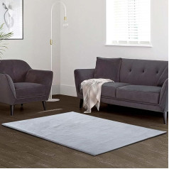 OKYUK Thick Rabbit Plush Long Rug, 2023 New Non-Slip Sofa Cover, Super Soft Faux Fur Rug, Machine Washable for Living Room, Bedroom (Light Grey, 120 x 160 cm)