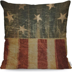 WONDERTIFY Vintage American Flag Cushion Cover USA Flag Pillow Cases for Men Women Pillowcase Living Room Farmhouse 18x18 Inch