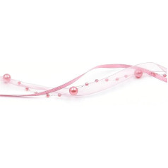 misppro 10 m durchsichtiges Spitzenband mit Perlen, Verzierung für Hochzeit, Party, Weihnachten, Rosa