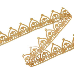 DELORIGIN Gold Lace Ribbon 3.7 m Lace Trim Braid Trim 60 mm Wide Embroidery for Iron-On Lace Fabric for Sewing Clothing Curtains Cake Fringe Wedding Dress