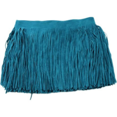 2 m x 25 cm Fringe Trim Suede Tassel Ribbon Faux Suede Fringe Trim Fringe Ribbon Decorative Ribbon Tassel Fringe Trim Ribbons for DIY Crafts Sewing Dress Decoration, Peacock Blue