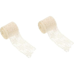 SHINEOFI 2 Rolls Embroidery Lace Silk Ribbon White Top Curtain Window Curtains Lace Trim Wedding Dress Lace Trim Tie Fabric Sewing Accessories Decorate