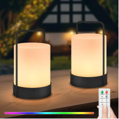 Battery Outdoor Lamp Metal LED Outdoor Table Lamp USB Rechargeable Dimmable LED Table Lamp Portable Wireless with RBG 8 Colours for Table Bar BBQ Camping Garden Patio Living Room