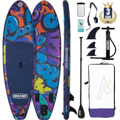 Overmont SUP Inflatable Stand Up Paddle Board Set with Paddleboard Accessories, Including Adjustable Paddle, Pump, Removable Fin, Surfboard Leash, Waterproof Bag Backpack