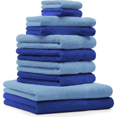 Betz 10-Piece Premium Towel Set 100% Cotton 2 Bath Towels 4 Hand Towels 2 Guest Towels 2 Wash Mitts Royal Blue & Light Blue